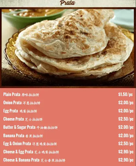 Curry Times Singapore Menu Price – Prata prices