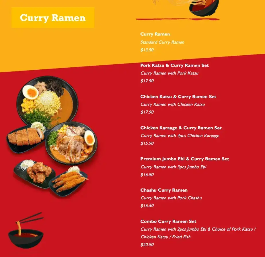 Monster Curry Menu – Curry Ramen prices