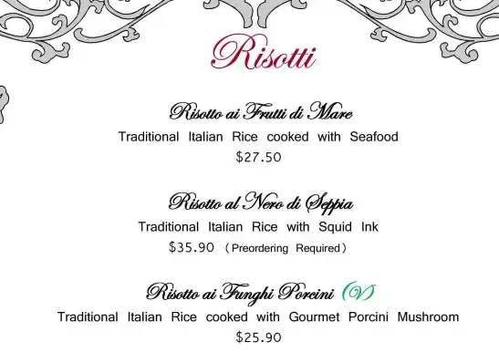 Ristorante Da Valentino Menù Pasta And Risotto prices