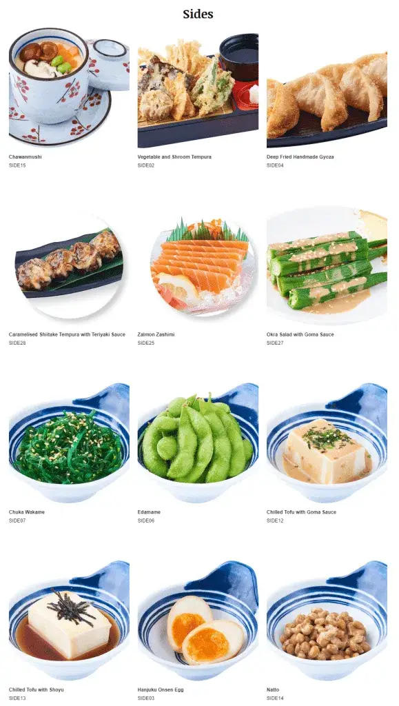 Saute Sushi Singapore Sides Prices