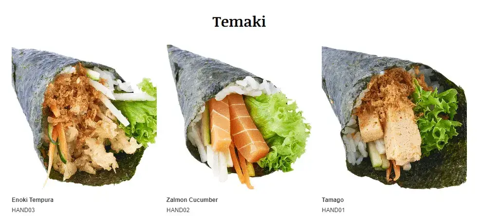 Saute Sushi Temaki Dishes Prices