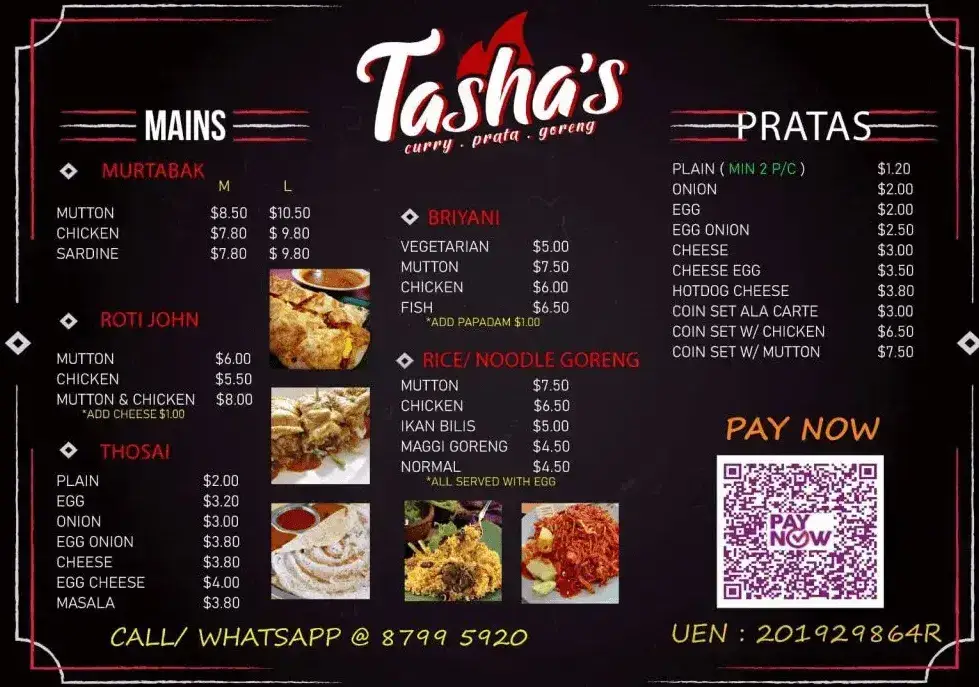 Tasha’s Restaurant Menu