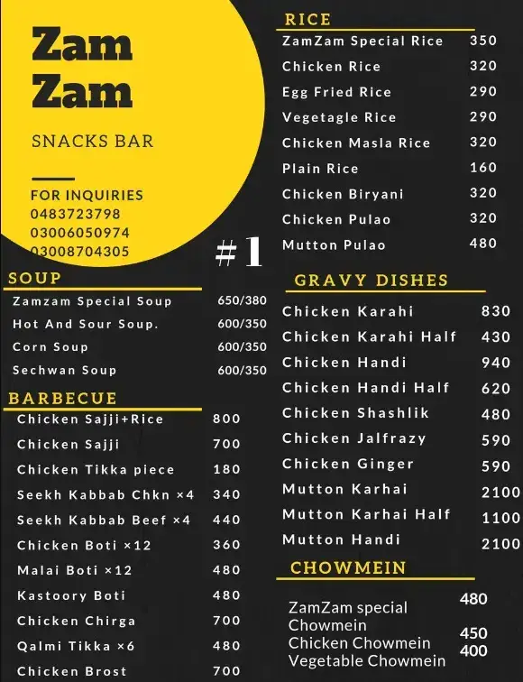 Zam Zam Restaurant Goreng Menu prices