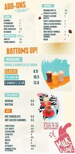 Udders Ice Cream Singapore Add-ons Menu Prices